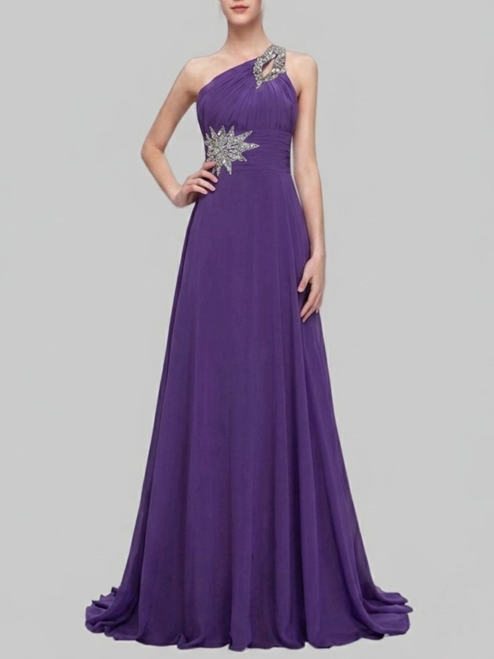 FTBY Formal Dress One Shoulder Chiffon Maxi Estimated Size 16